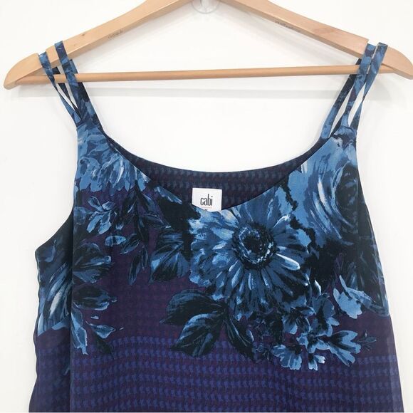 Cabi #3434 Artist Cami Blue Purple Floral Flowing Tank Blouse - Picture 7 of 16